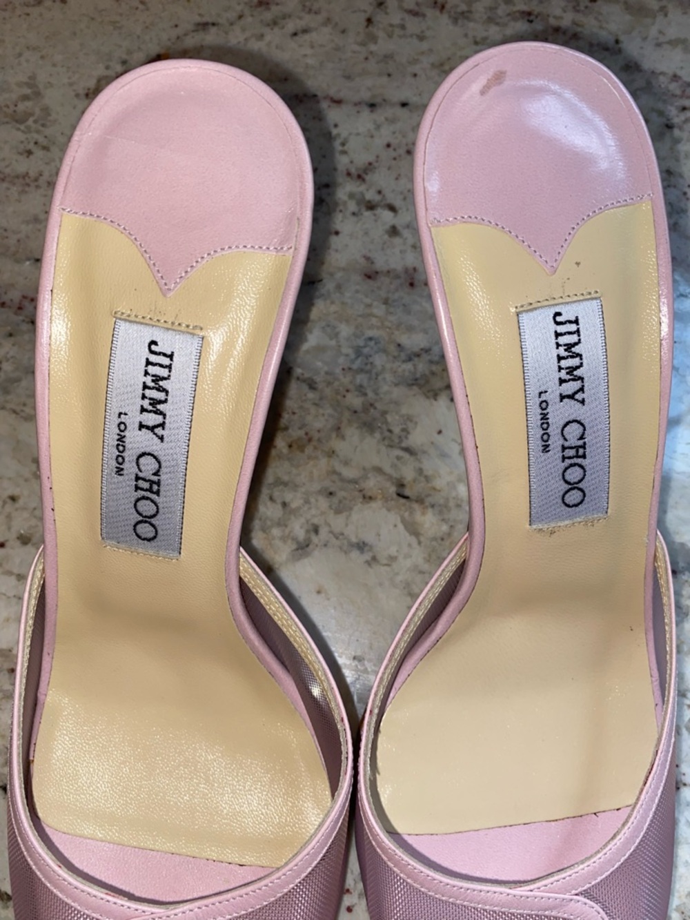 Jimmy Choo Brigitte Pink Mesh Mule Heel EU 38  US 7-7.5 Made in Italy NWOT - Picture 5 of 16